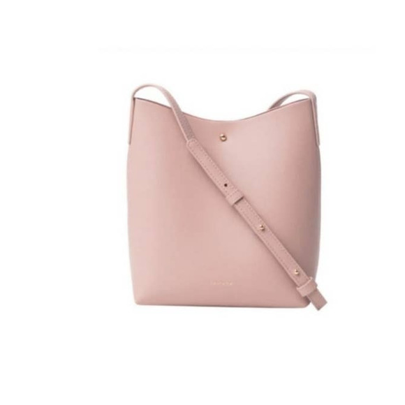 Anthropologie Handbags - Samara pink peony leather shoulder bag bucket shape NWT